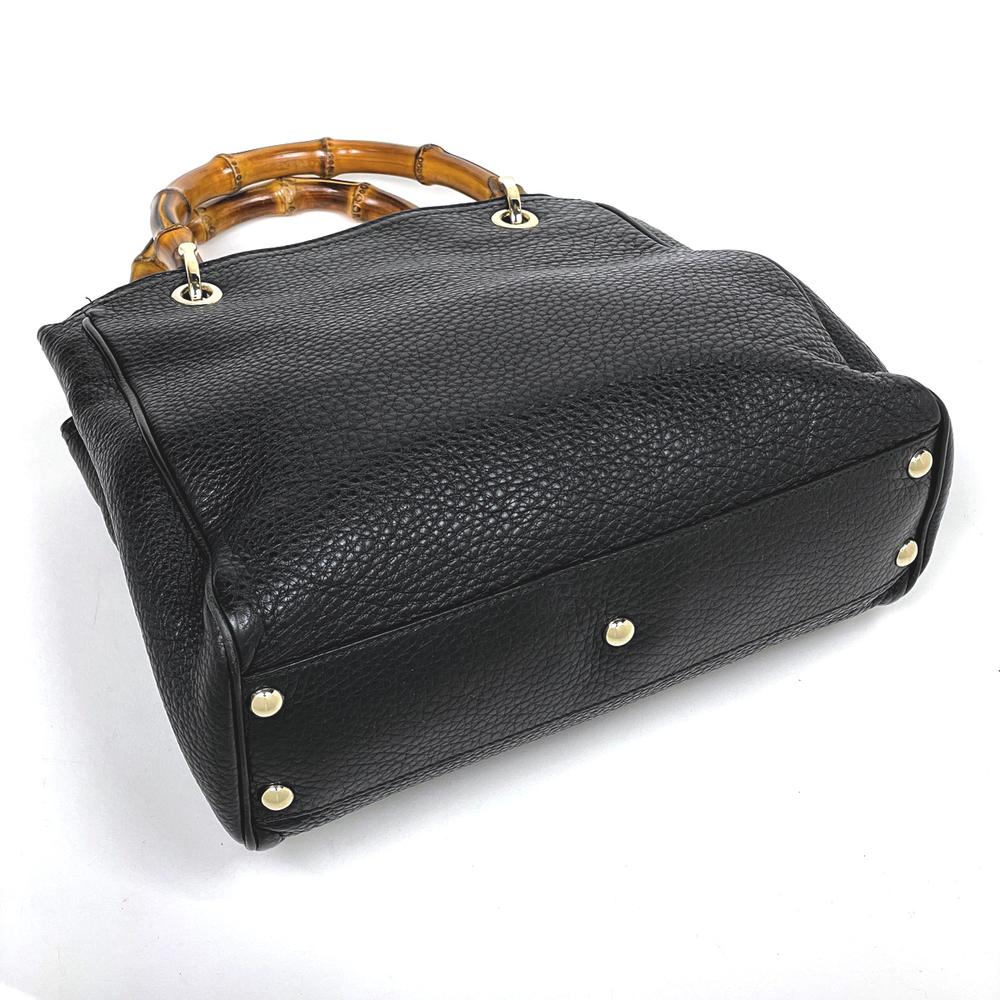 Gucci Small Handbag Shopper 2WAY Leather Bamboo Black